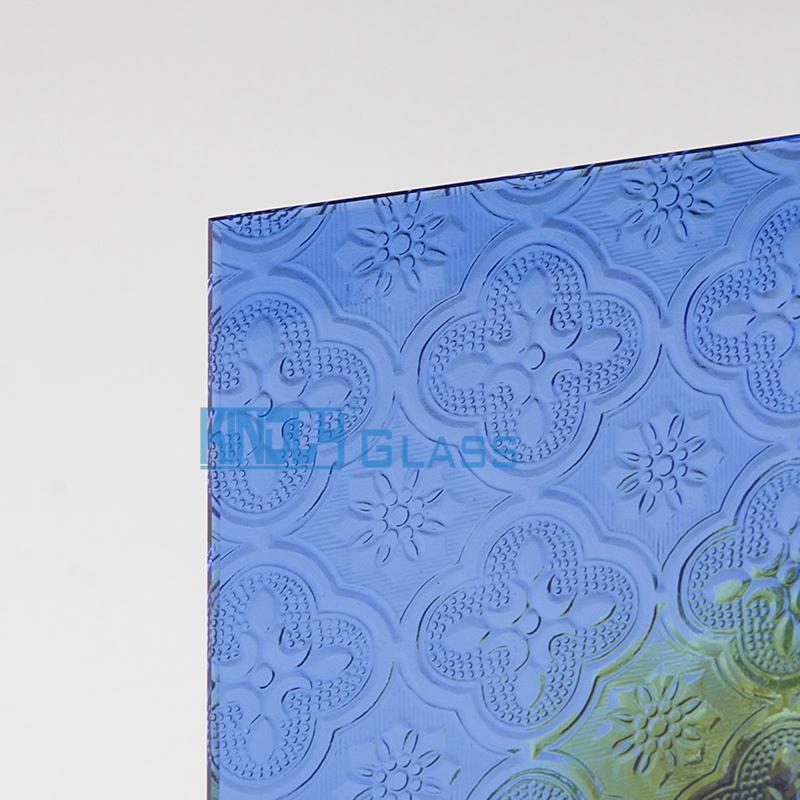 Vidrio impreso de flora azul